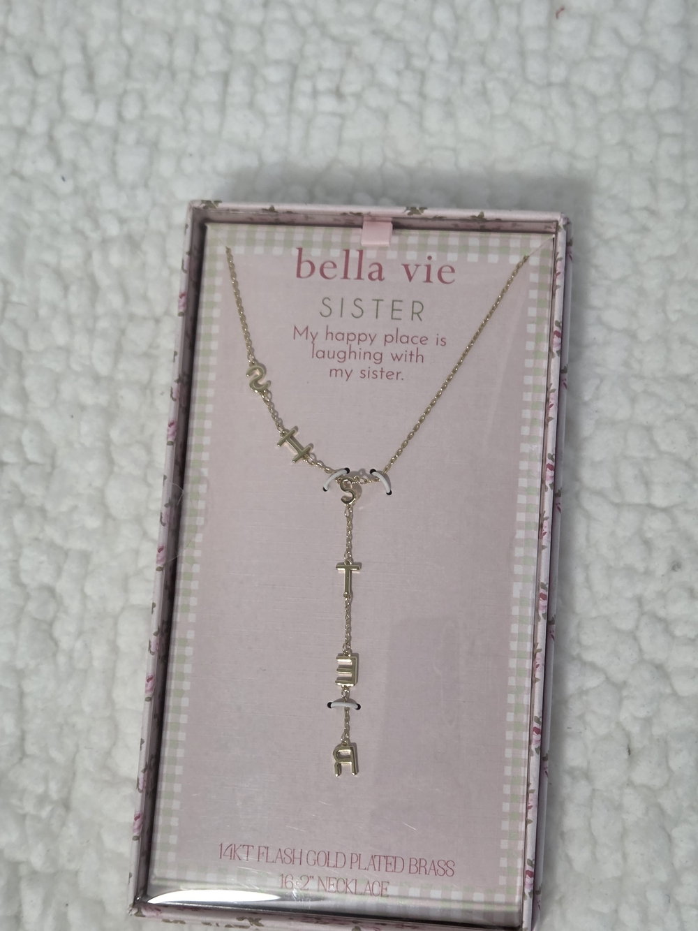 Bella Vie 14kt Flash Gold Plated Brass "SISTER" Letter Drop Necklace -